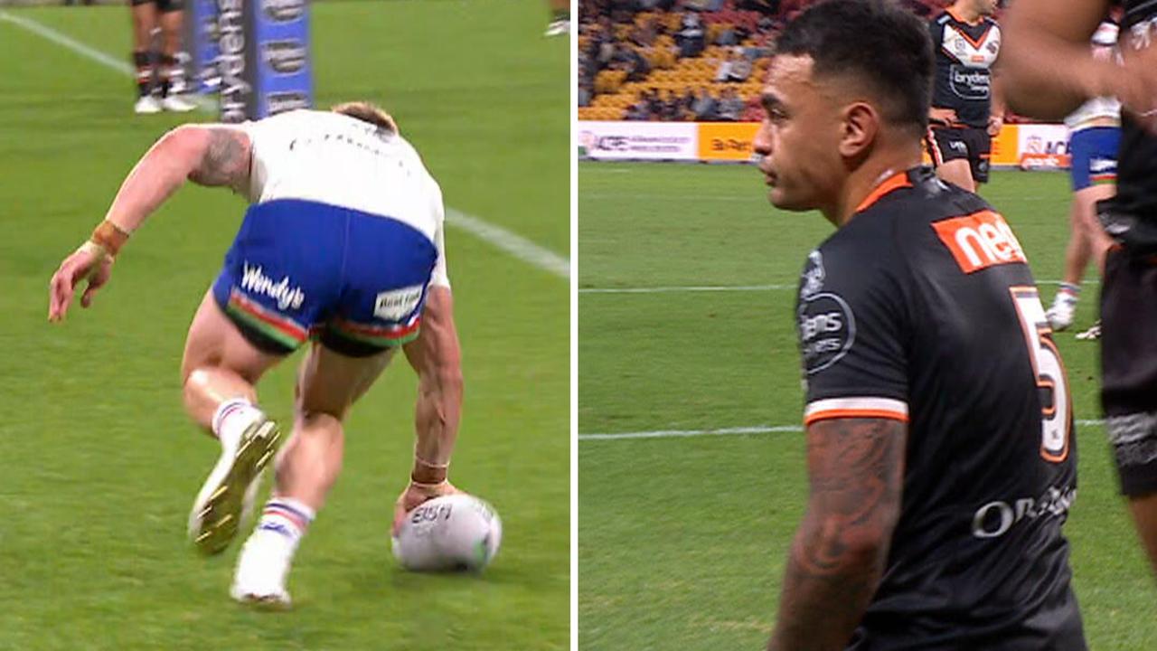 Euan Aitken scored a try off a comical Tigers error.