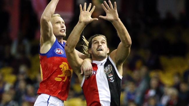 Josh Bruce is a dangerous target up forward for St Kilda. Picture: George Salpigtidis