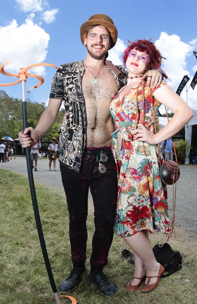 Brisbane Couple Cam Ford and Jenna Britton on opening day at Woodford Folk Festival, 2016. Photo Lachie Millard