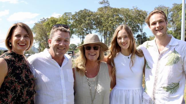 Lisa and Angus Rolle, Emma Badgery, Lulu Johns and Henry Badgery at the Noosa Polo and Provedores on October 14, 2023.