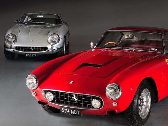 1967 Ferrari 275 GTB/4 (left) and 1960 Ferrari 250 GT SWB (right)