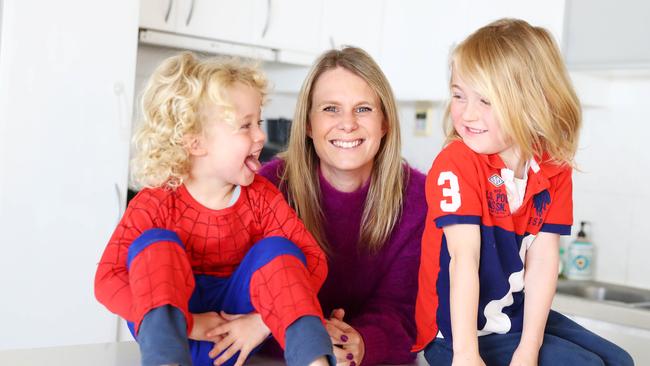 ‘Women aren’t working when they could,’ says Alison van der Dungen, with Arjen, 4, and Johannes, 6. Picture: Aaron Francis