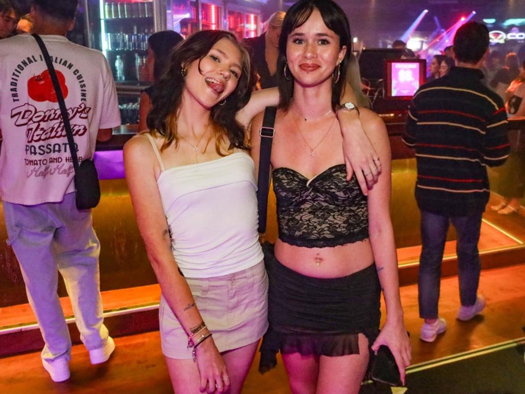 Chloe Mitchell and Sky Beeton at Cocktails Nightclub. Picture: Kitt O'Halloran.