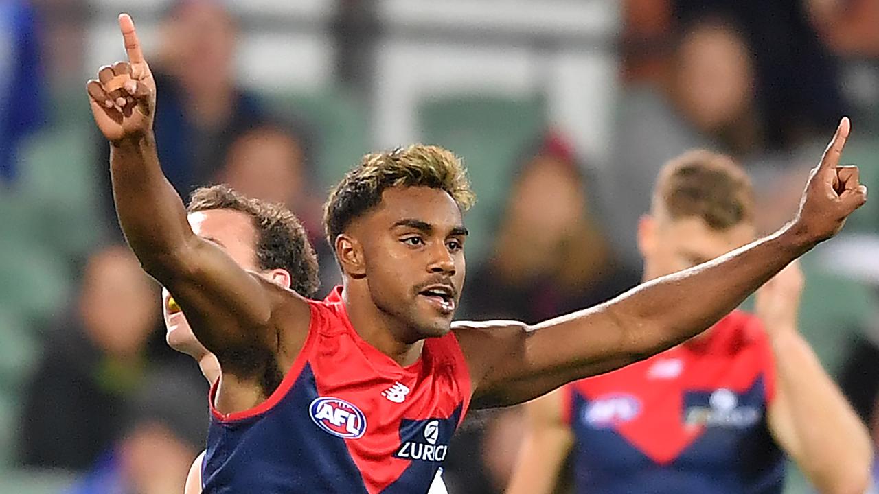 Kysaiah Pickett impressed for Melbourne against the Kangaroos. Picture: Mark Brake/Getty Images