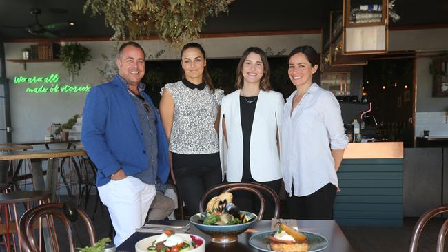 Patrik Gennan, with GG’s Eatery co-owners Maria Tsirlina, Rosalind Williams and Christelle Langlet. He’s planning to open a high-end beach-edge bar. Picture Mike Batterham