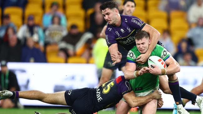 Trent Loiero has kept his spot for Melbourne despite giving away a golden-point penalty last week. (Photo by Chris Hyde/Getty Images)