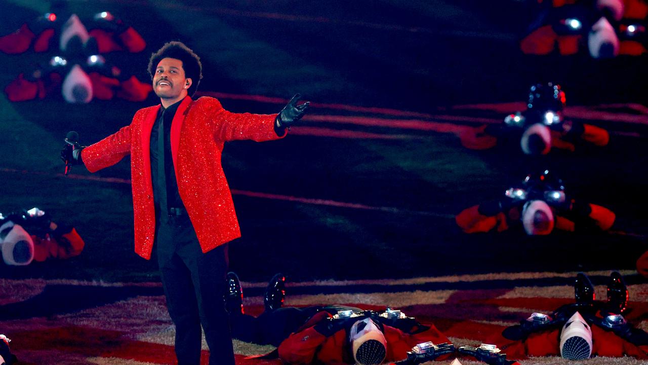 2021: The Weeknd performs during the Pepsi Super Bowl LV Halftime Show at Raymond James Stadium on February 07, 2021 in Tampa, Florida. Picture: Kevin C. Cox/Getty Images