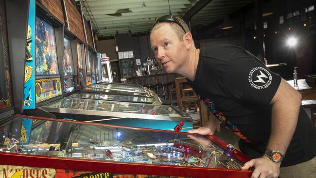 Jon Quinlivan has opened Flipp'd. A Pinball and Arcade Cafe in Club Lane. Tuesday, March 8, 2022. Picture: Nev Madsen.