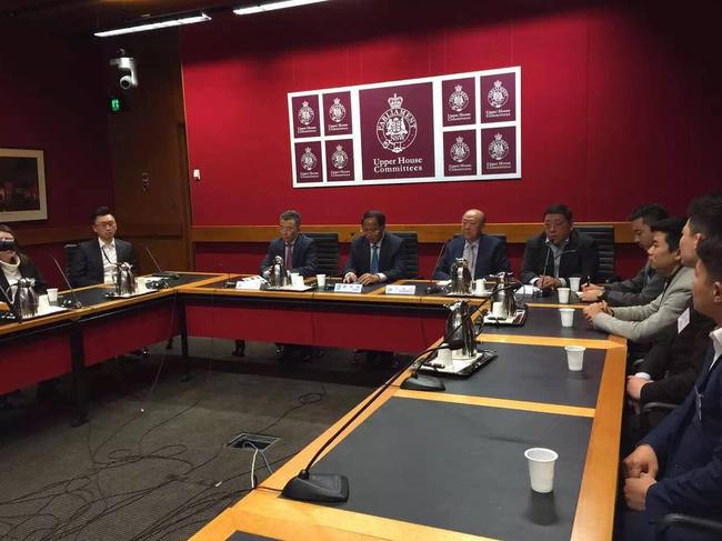 Ex Labor MP Ernest Wong and Chinese billionaire Huang Xiangmo attend a function held in a NSW State Parliament committee room in July 2015. Picture: Facebook