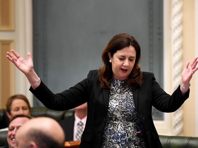 BRISBANE, AUSTRALIA - NewsWire Photos - MAY 26, 2021. Queensland Premier Annastacia Palaszczuk speaks during Question Time at Parliament House.Picture: NCA NewsWire / Dan Peled