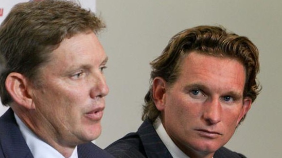 Essendon Football Club chairman David Evans and senior coach James Hird.