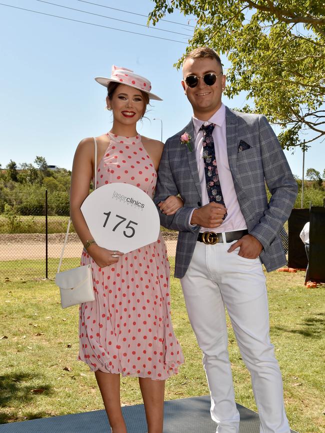 Townsville Cup Fashions of the Field best couple winners Billie Carmichael and Jake Healy. Picture: Evan Morgan