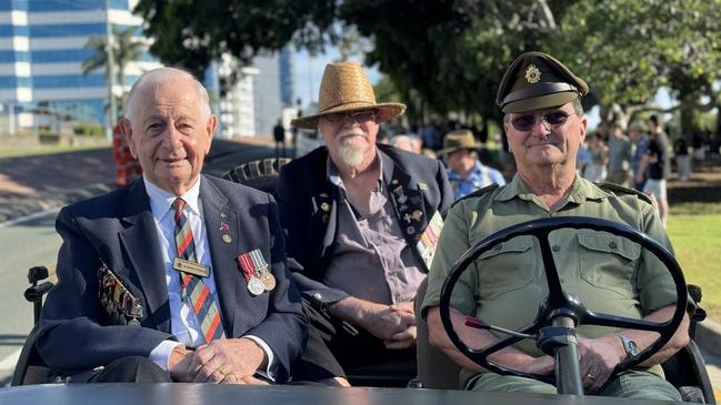 Armoured Corp National Service veteran Barrie Cushway, Ron Anderson, and veteran Army medic Stephen Smith. Picture: Amaani Siddeek