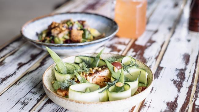 The best of summer: an Elk Garden and Strawberry Lime Cold Pressed juice at Elk Espresso, Broadbeach.