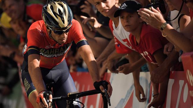 Italy's Vincenzo Nibali abandoned his team mid-Tour after he injured his vertebrae. Picture: AFP