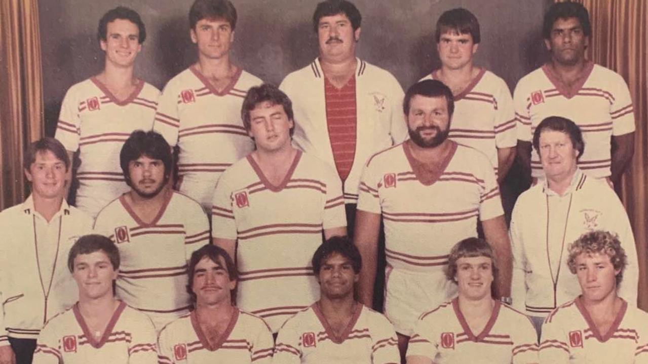 Rainbows RLFC A-Grade Premiers 1985 (back, from left) Peter Tierney, Mark Connell, Errol Ward (President), Wayne Connell, Frank Malone, (middle) Greg Eaton (Manager), Peter Blight, Bill Wilson, Ken Dellitt (Captain Coach), Jim Tierney, (front, from left) Craig Buckley, Kevin Hooker, Ron Watson, Glen Tierney and Brad Parker (absent M. McDougall).