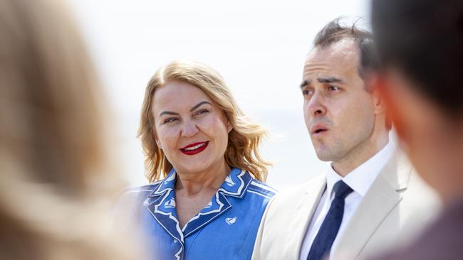 City of Holdfast mayor Amanda Wilson, pictured with SA Liberal leader Vincent Tarzia, was heavily defeated in the former Liberal seat of Black. Picture: Brett Hartwig