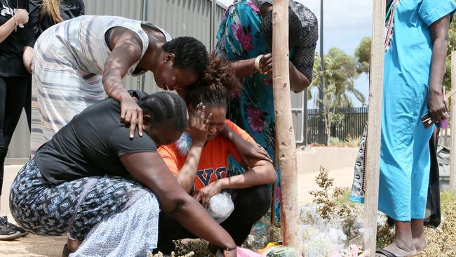 Friends and family mourn the death of Bor Mabil who died in the high speed crash on Australia Day, 2019. Picture: Emma Brasier