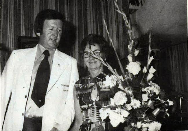 John Hannay with Mary Woods who was voted in senior vice presidency for the 1979 Magpies Rugby League season. Picture: Contributed