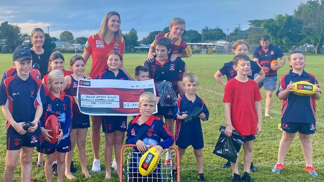 Lauren Bella and Sarina Junior Football Club receives NAB Rising Star grant. Picture: Sarina FC