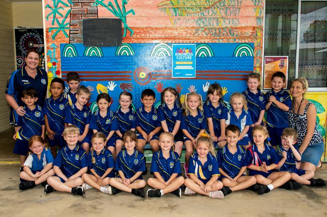 Fitzgerald State School 2022 Prep class. (L-R) Back row: Adrian Tajbakhsh, Paeton Ioapo, Arthur Gauci, Layla Doolan, Aisha Brown, Aria Robertson, Zayden Miller, Ava Dillon, Mia Mckenzie, Penelope Matsen, Alyssa Surmon, Madison Earl, Jacob Romero; front Row: Emerson Stibbards, Connor Anderson, Isla Hume, Charlee Ludwick, Ivy Taylor, Summer Tydd, Jake De Mello, Hayley Cooper, Maximiliano Finch. Teacher Aide: Narelle Lilley. Teacher: Carolyn Mapes. Picture: Michaela Harlow MKY2022PREP