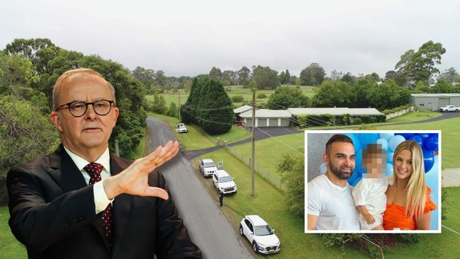 Anthony Albanese, a road in Dural where the caravan hoax was found, and businessman Sayet Erhan Akca, alleged to be behind the plot, right.