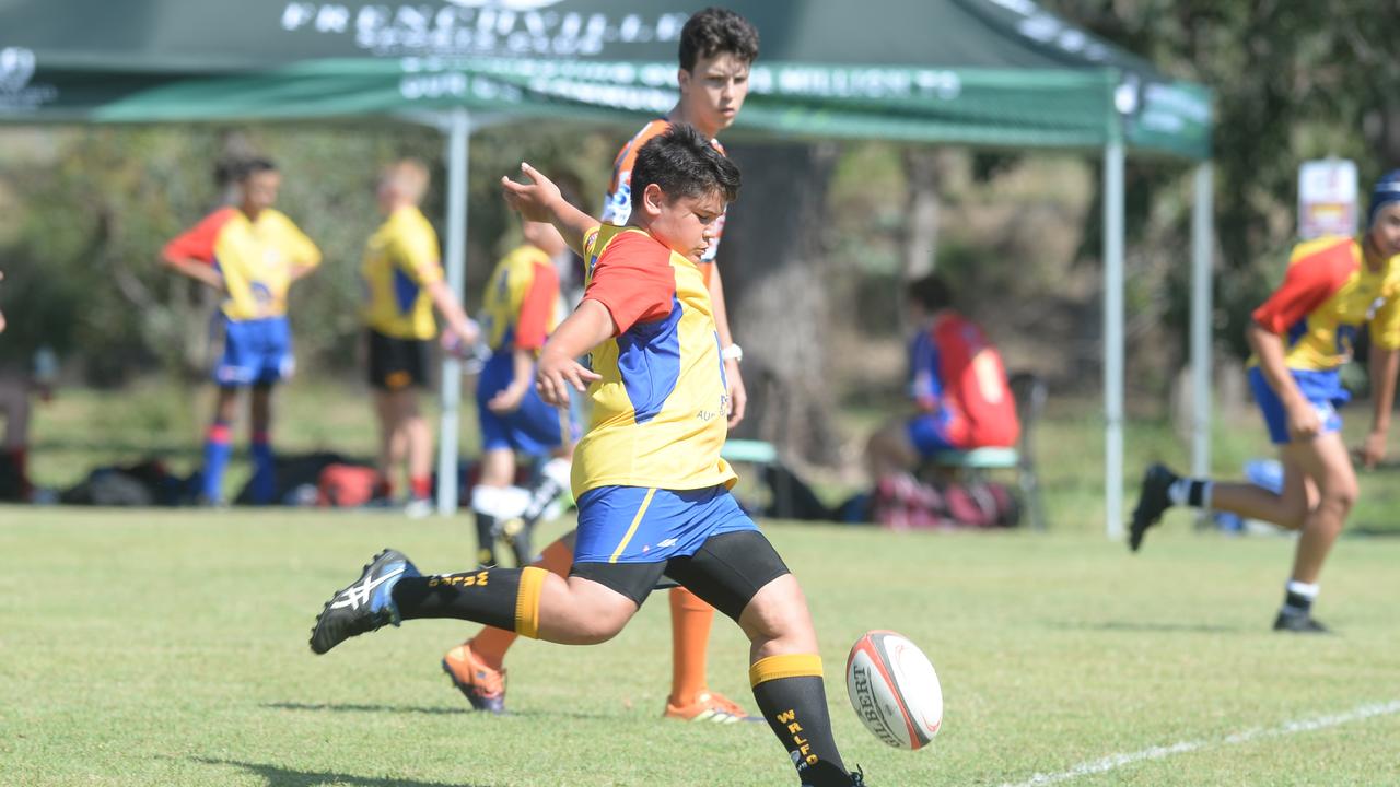 RUGBY UNION Junior U12s: Gladstone/Biloela's Justin Costigan kicks