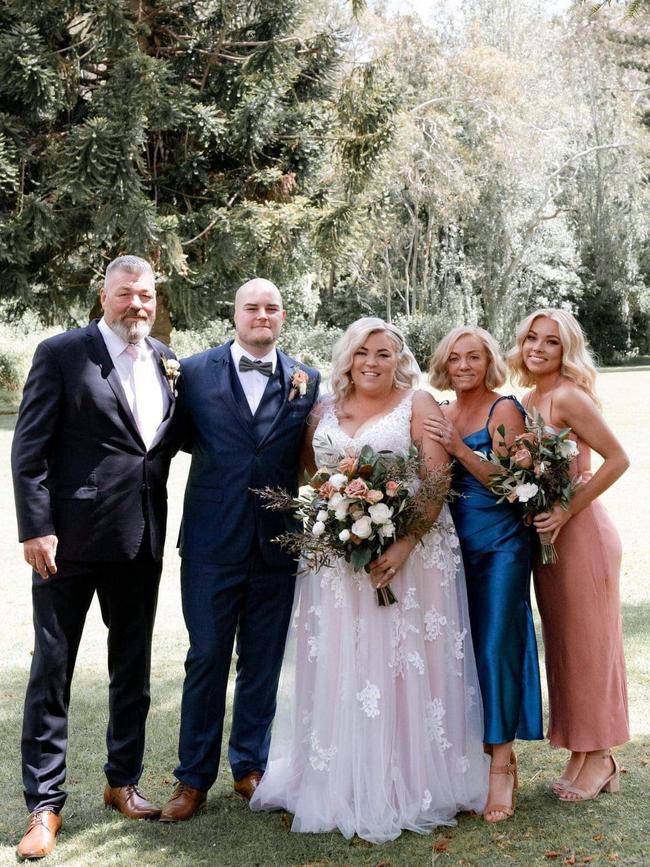 Louise Hughes, second from right, at her daughter Chelsea Roger’s wedding. Picture supplied by Louise Hughes family