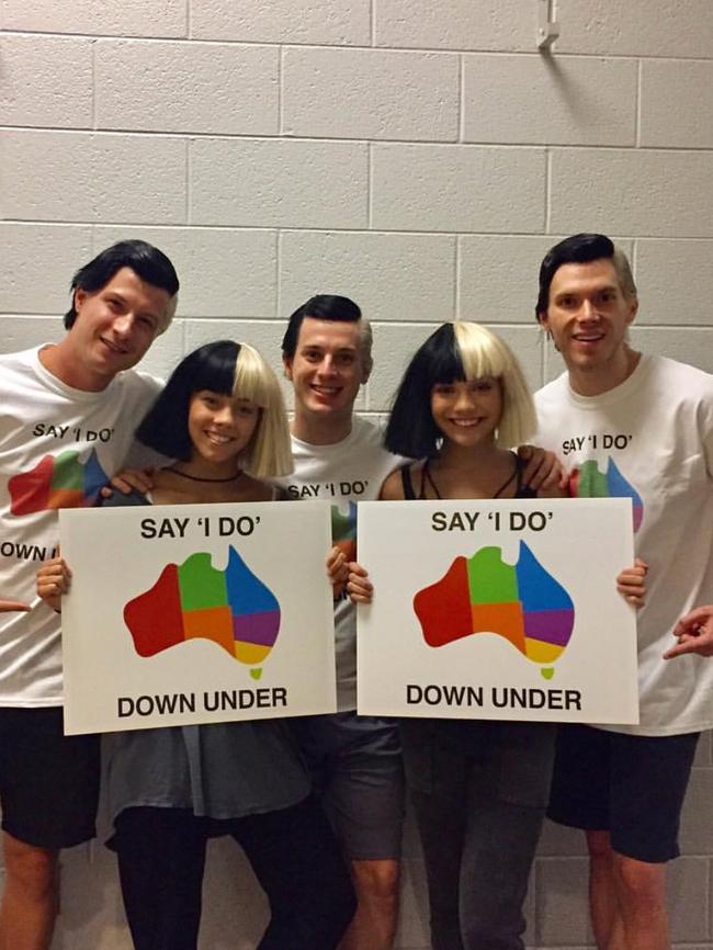 Aussie singer Sia and her crew support the campaign. Picture: Instagram