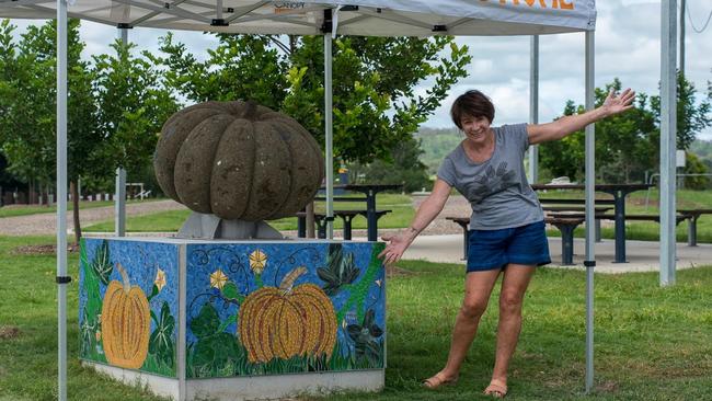 A large stone pumpkin will be an all-year-round reminder of the Goomeri Pumpkin Festival. (Photo: Contributed)