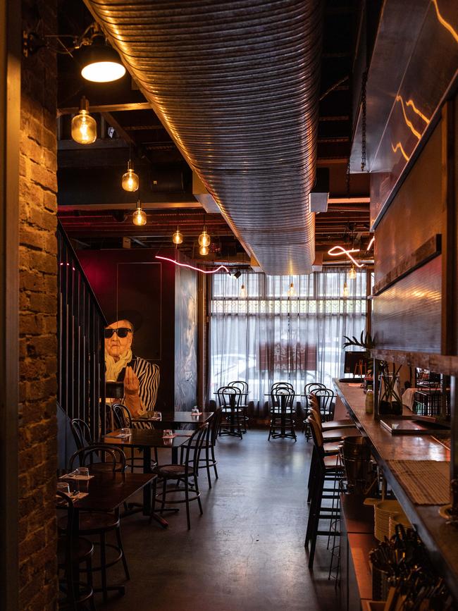 Inside the downstairs dining room at Mi Raak, Fortitude Valley. Picture: David Kelly