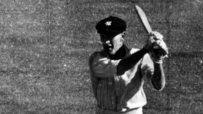 The great Sam Loxton playing in a Sheffield Shield match in the 1950s.