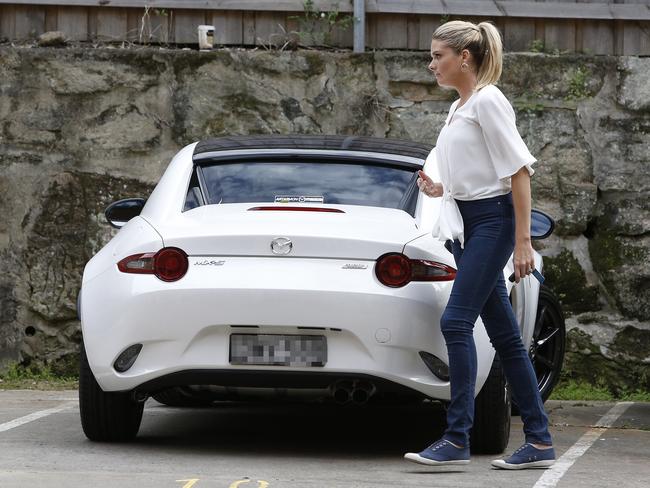 Erin Molan outside her home yesterday. Picture: David Swift