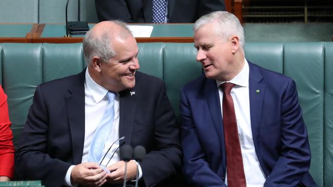 Prime Minister Scott Morrison with Infrastructure Minister Michael McCormack. Picture: Gary Ramage