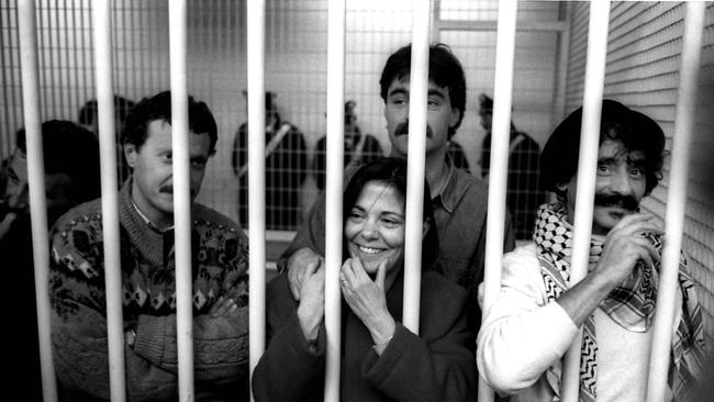 Barbara Balzerani (centre) while jailed with other Red Brigade terrorists in the mid-1980s.