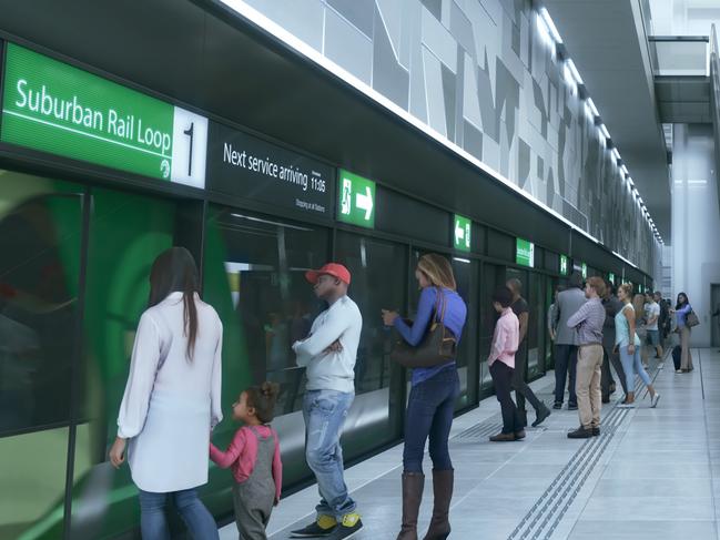 Daniel Andrews has announced a $2.2 billion cash injection to the Suburban Rail Loop ahead of next week’s state budget. Render of platform