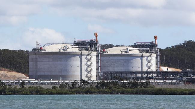 Santos gas storage on Curtis Island, Gladstone. Picture: Steve Pohlner