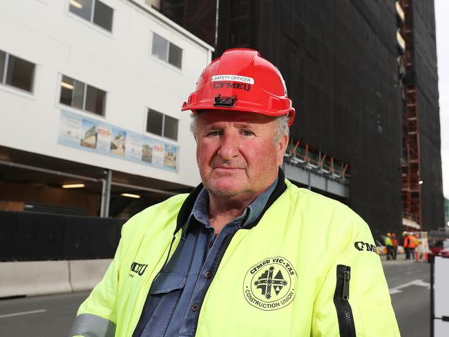 Kevin Harkins CFMEU official at the Royal Hobart Hospital construction site where it is alledged Chinese workers are unhappy due to being under paid.  Picture: NIKKI DAVIS-JONES