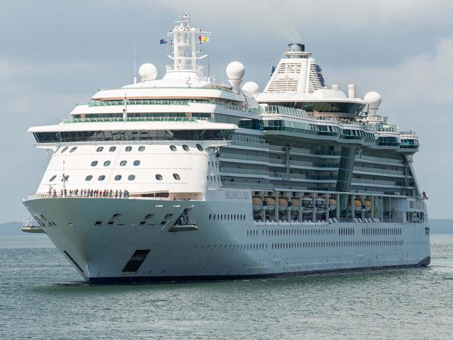 Brilliance of the Seas cruise ship in Darwin for an overnight stay view from Stokes Hill Wharf. Picture: Pema Tamang Pakhrin