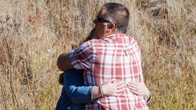 Emotional scenes at Greta following the crash last June. Picture: David Swift