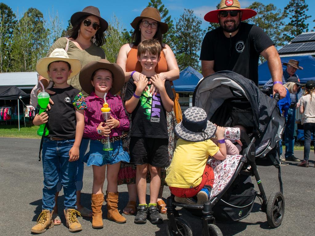 Family friends from Kyogle, Lane and Lily Carter, Oliver, Emily, and Ashley Wilson, and Shaya Buckly out at the Kyogle Show. Picture: Cath Piltz