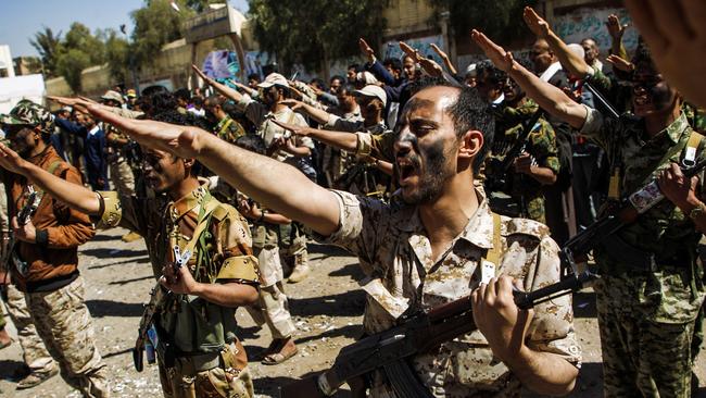 Houthi fighters in the Sanaa, Yemen. Picture: AFP