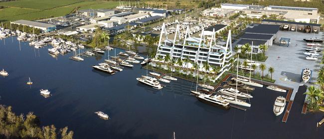 More artist impressions of the development, which now includes a superyacht precinct with 20 superyachts, 20 hard stands on land and 20 marina berths. Picture: supplied