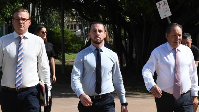 Constable Zachary Rolfe outside the Supreme Court in Darwin during his trial. Picture: Amanda Parkinson