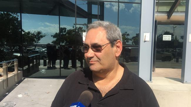 George Mavridis Father of a Gold Coast hit and run victim Andrew Mavridis speaks to the media outside Southport Courthouse. Thursday, August 31, 2017. (AAP Image/Ed Jackson)