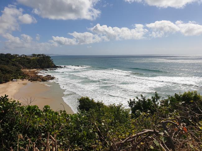 Rough conditions at First Bay, Coolum Beach where a woman drowned while swimming with her daughter on Monday morning.