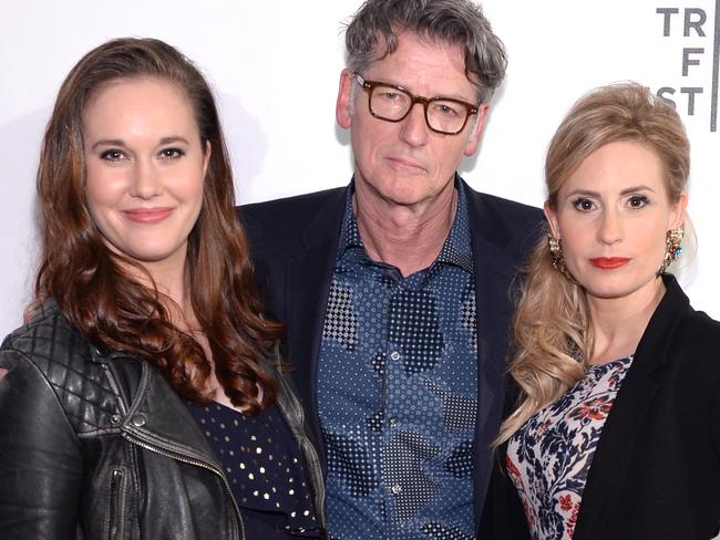 Heath Ledger’s sisters Ashleigh Bell (left) and Kate Ledger (right) with director Derik Murray at the world premiere of I Am Heath Ledger at the Tribeca Film Festival, New York. Picture: Andrew Toth/Getty Images.