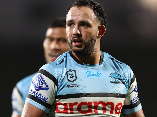 AUCKLAND, NEW ZEALAND - MARCH 08: Braydon Trindall of the Sharks during the round one NRL match between New Zealand Warriors and Cronulla Sharks at Go Media Stadium Mt Smart, on March 08, 2024, in Auckland, New Zealand. (Photo by Phil Walter/Getty Images)