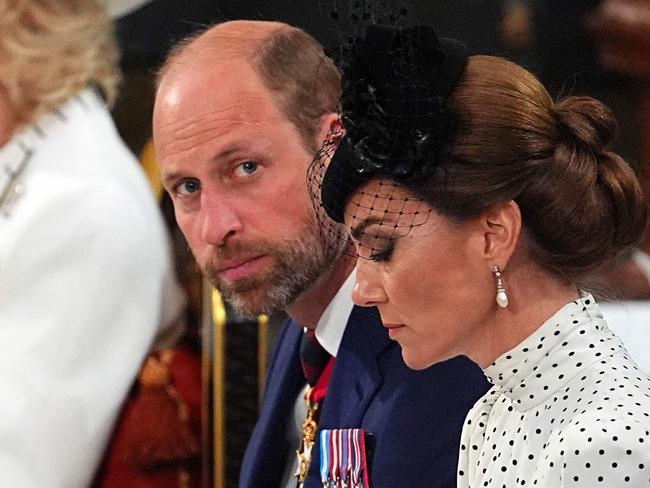Prince William barely left his wife’s side. Picture: AFP