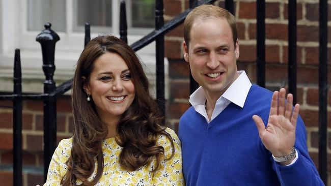 FILE - In this Saturday, May 2, 2015. file photo, Kate Duchess of Cambridge and Prince William smile as they carry their newborn baby princess from The Lindo Wing of St. Mary's Hospital, in London Britain's newborn princess has been named Charlotte Elizabeth Diana it was announced on Monday May 4. (AP Photo/Kirsty Wigglesworth, File)